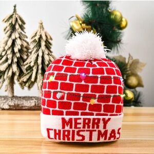 Festive Red Merry Christmas Light-Up Hat